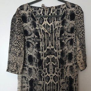 Mango Snakeskin Print Satin Shift Dress